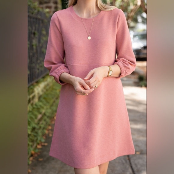 Free Assembly Dresses & Skirts - Free Assembly Small Classic Pink 3/4 Sleeve A-Line Dress Shift Preppy Casual